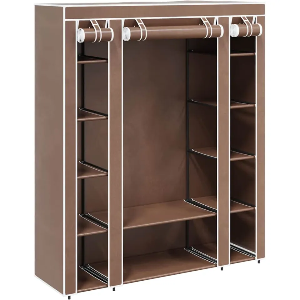 vidaXL Kledingkast met vakken en stangen 45x150x176 cm stof bruin