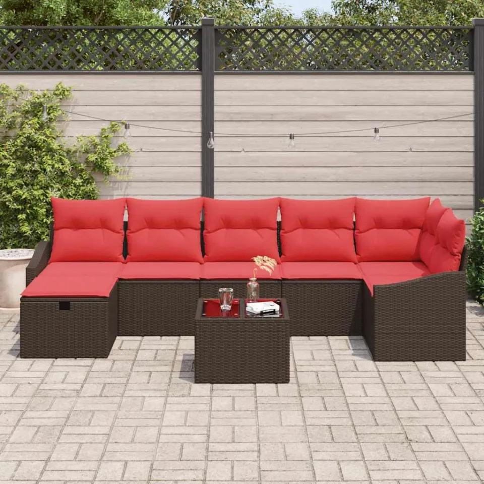 vidaXL Bankstel 8 st poly rattan zwart, foto 3