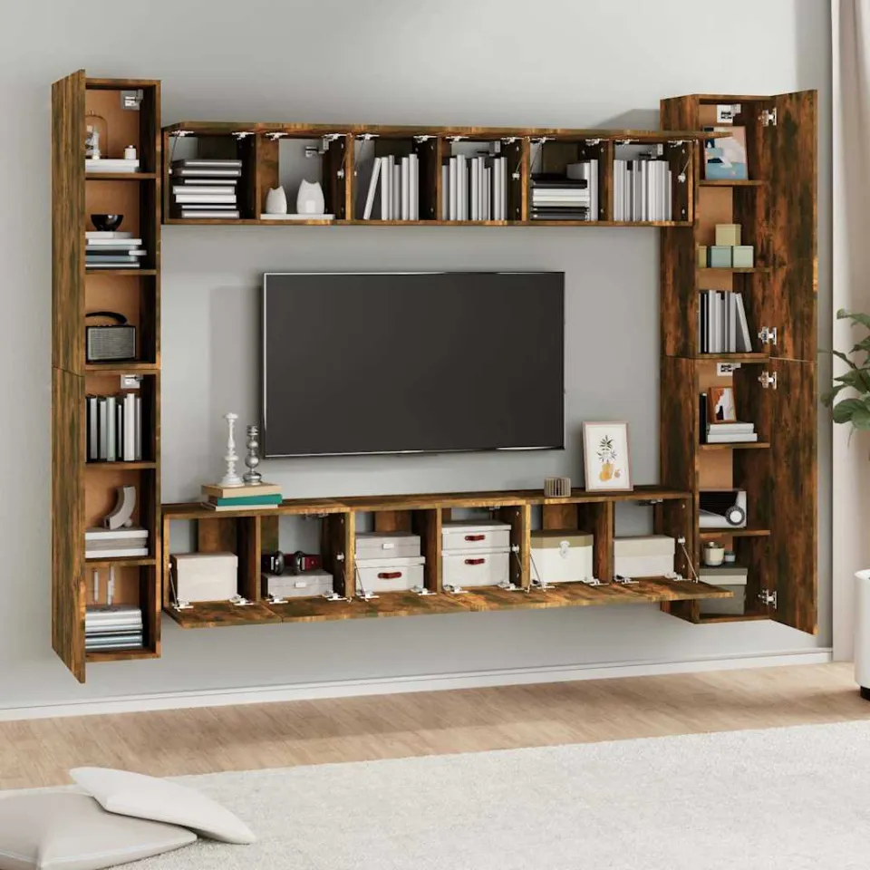 vidaXL 10-delige Tv-meubelset bewerkt hout gerookt eikenkleurig, foto 3