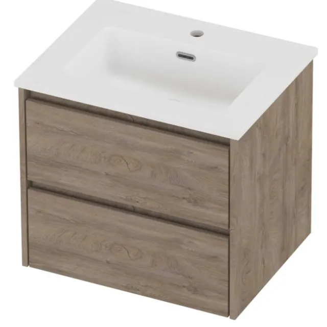 Proline Tribute Badmeubelset Porselein Elegant 1 Kraangat 60x46x54 cm Mat White Raw Oak Eiken