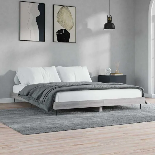 vidaXL Bedframe bewerkt hout grijs sonoma eikenkleurig 200x200 cm