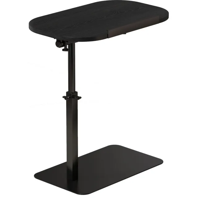 Danky C-Vormige Bijzettafel - 360° Draaibaar Tafelblad - In Hoogte Verstelbaar 40-80 cm - Ruimtebesparend voor Bank en Terras Zwart