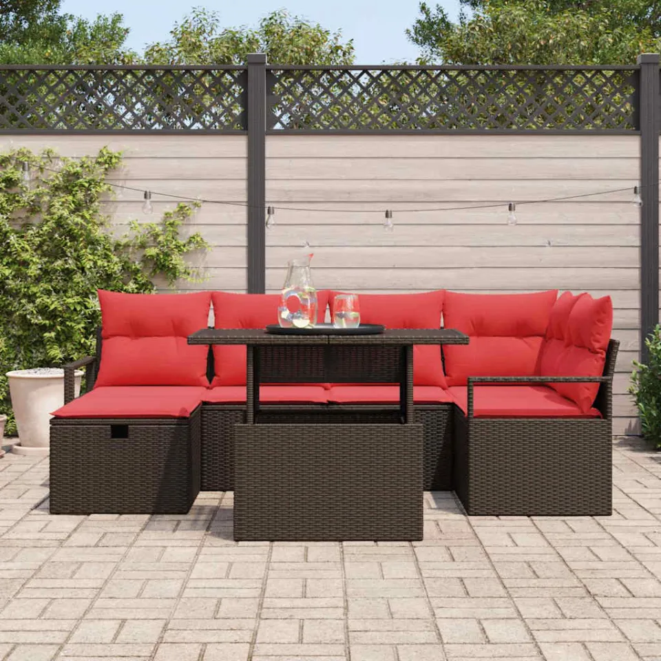 vidaXL Tuin Sofa Set 7 st Bruin poly rattan, foto 3