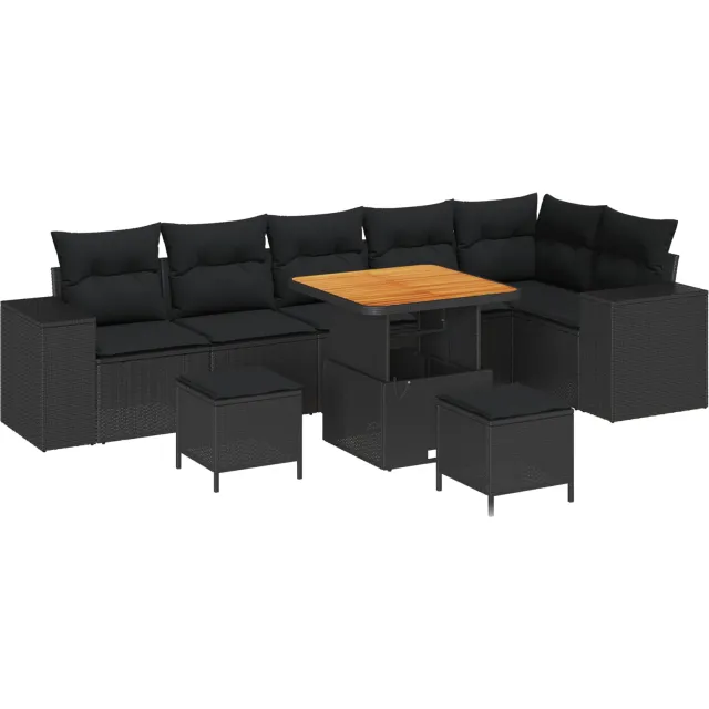 vidaXL Tuin Sofa Set 9 st Zwart poly rattan