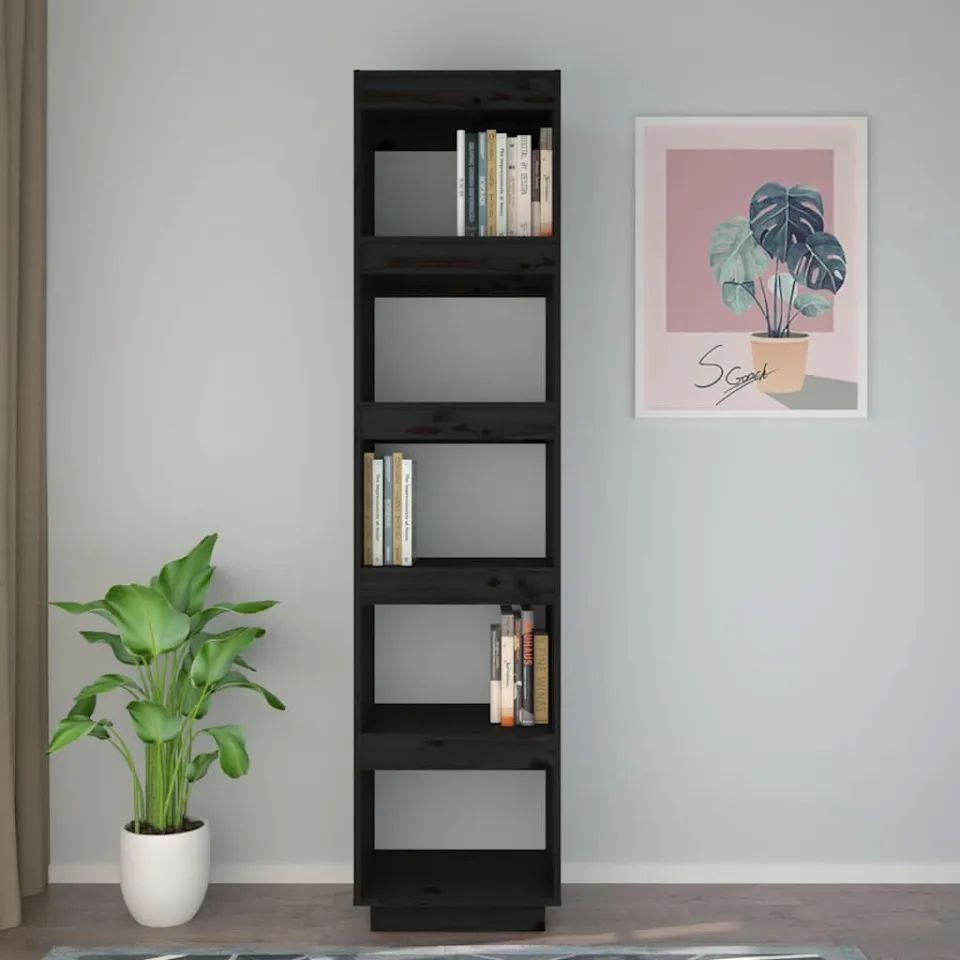 vidaXL Boekenkast/kamerscherm 40x35x167 cm massief grenenhout zwart, foto 3