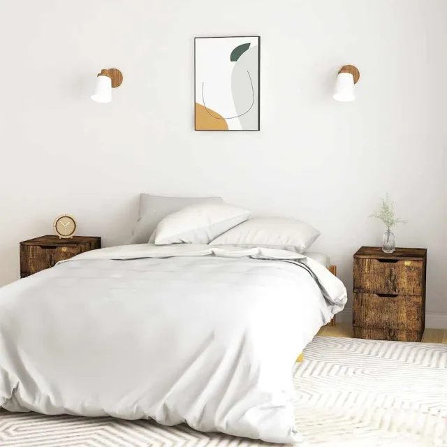 vidaXL Nachtkastjes 2 st 40x40x50 cm bewerkt hout gerookt eikenkleurig, foto 2
