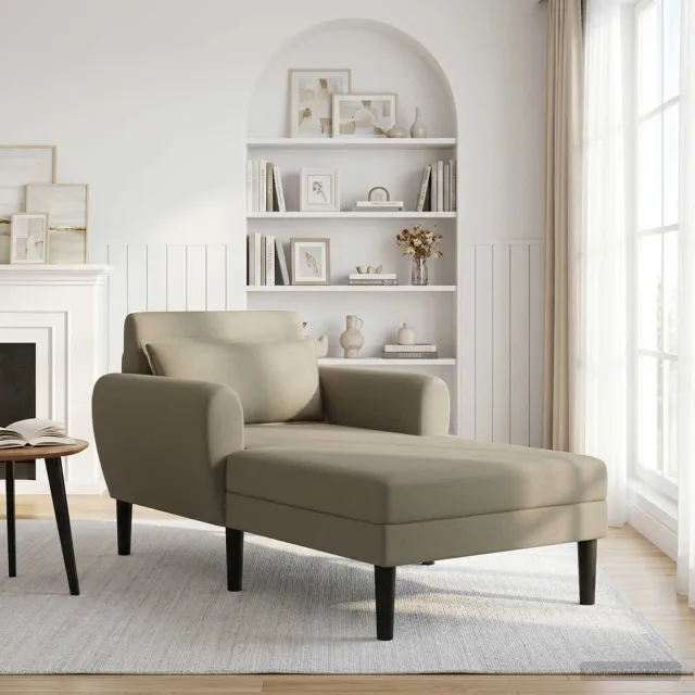 vidaXL Chaise longue Kaki Grof geweven fluweel Tan