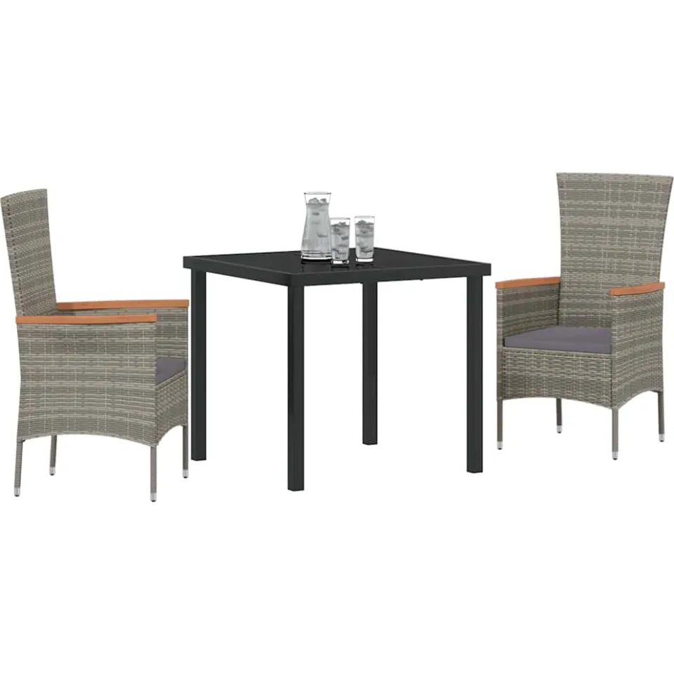 vidaXL Tuin eettafelset 3 st Grijs Gepoedercoat staal