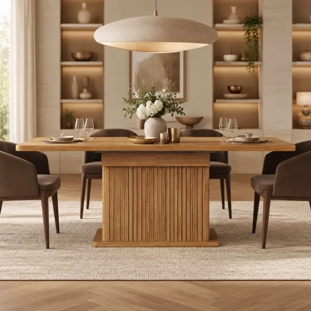 STILVORA Eettafel - Uitschuifbaar Met Verborgen Opbergruimte - Voor Eetkamer En Werkplek - MDF En Metaal - 120-160x80x76 Cm - Donkerbruin