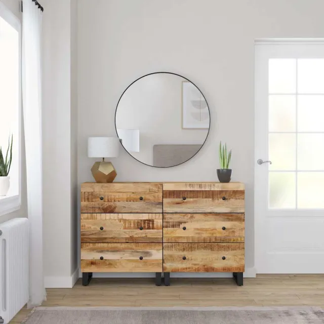 vidaXL Dressoirs 2 st 60x33x75 cm ruw mangohout bruin, foto 2