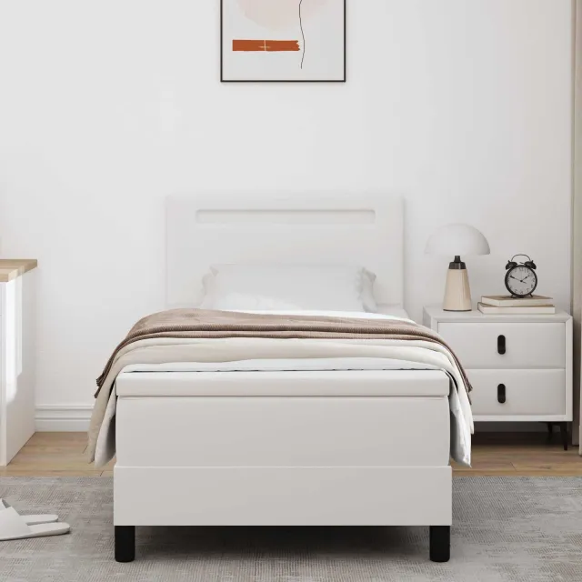 vidaXL Boxspringbed met matras Wit 90 x 200 cm Kunstleer