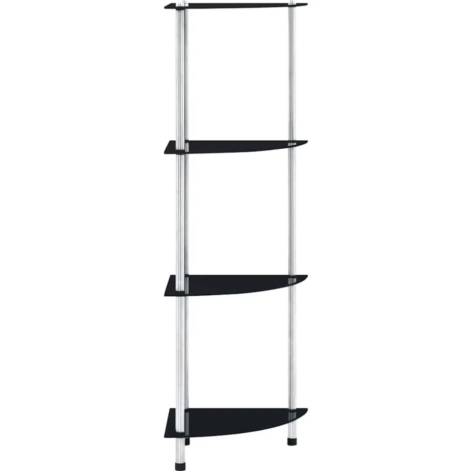 vidaXL Kastje 4-laags 30x30x100 cm gehard glas zwart, foto 3