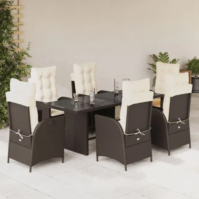 vidaXL 7-delige Tuinset met kussens poly rattan bruin, foto 2