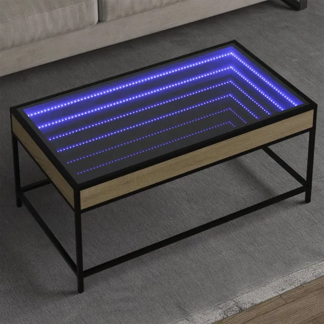 vidaXL Salontafel met Infinity LED 90x50x41 cm sonoma eikenkleurig, foto 2