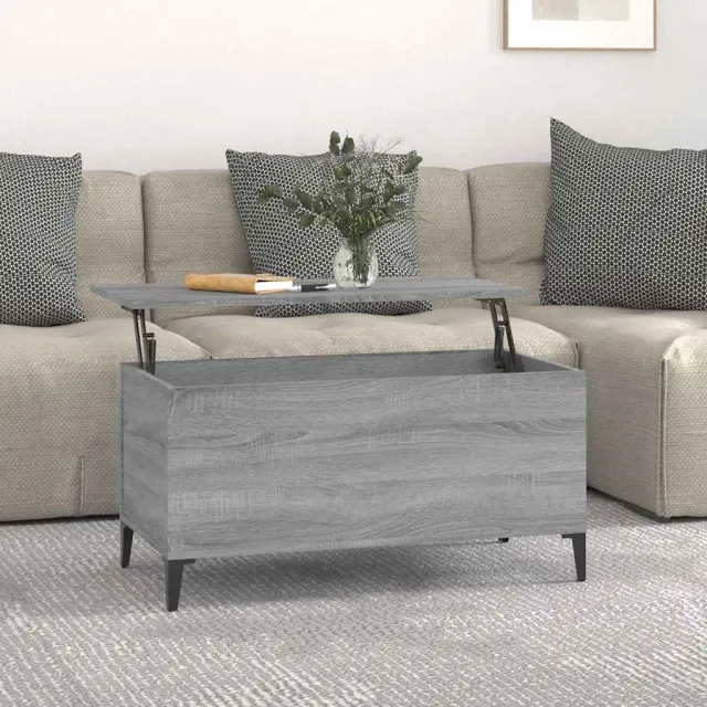 vidaXL Salontafel 90x44,5x45 cm bewerkt hout grijs sonoma eikenkleurig, foto 2