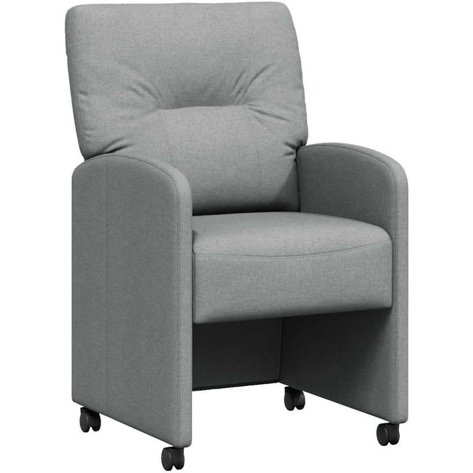 vidaXL Eetkamerstoelen met Wieltjes 2 st Stof Lichtgrijs, foto 4
