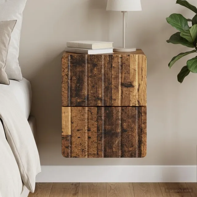 vidaXL Wandbeugel Bedkast Oud hout 33 x 34,5 x 43 cm Bewerkt hout bruin, foto 2