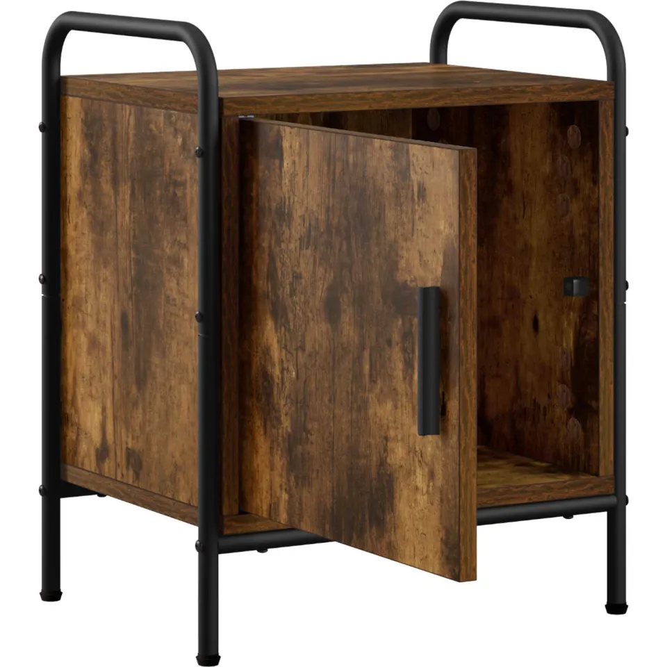 vidaXL Nachtkastje Gerookt eiken 40 x 30 x 50 cm Bewerkt hout Bruin