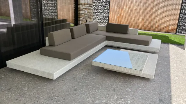 Outdoorinstyle Loungeset standaard Ibiza hoek wit onderstel en antraciet kussens (ook linkse hoek beschikbaar en zwart onderstel en alle kleuren kussens)