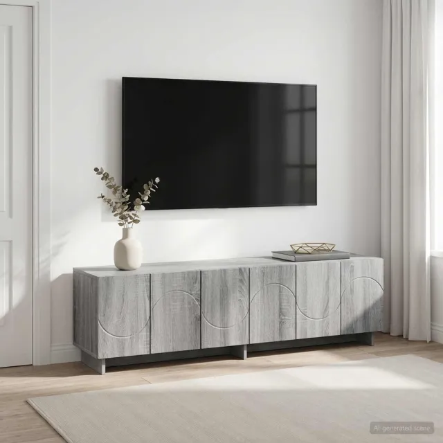vidaXL tv-meubel 140 x 34,5 x 40 cm Grijs Sonoma Bewerkt hout, foto 2