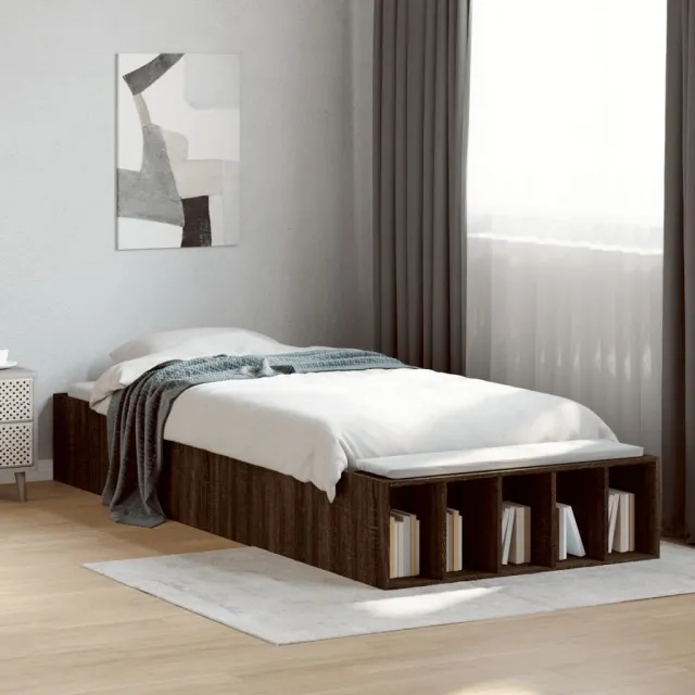 vidaXL Bedframe bewerkt hout bruin eikenkleur 100x200 cm