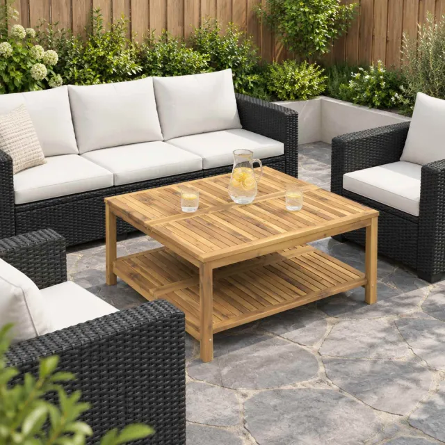 vidaXL Salontafel Witgewassen 100,5 x 98 x 45 cm Massief Acaciahout Bruin