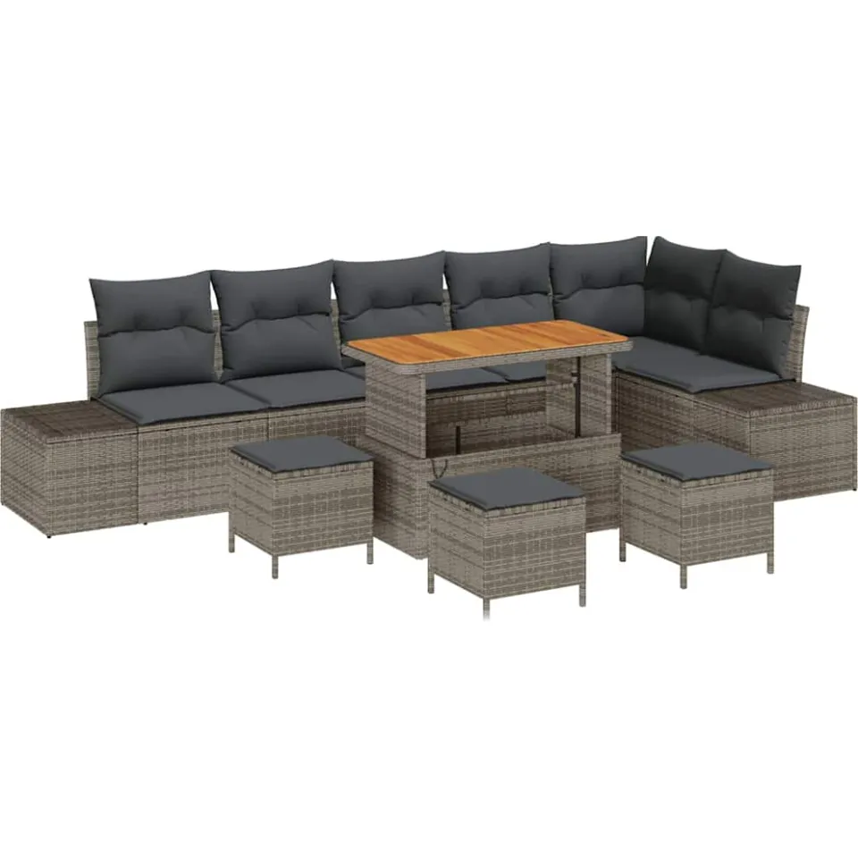 vidaXL Tuinbankenset 10 st Grijs poly rattan