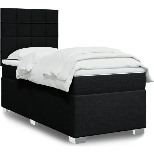 vidaXL Boxspring met matras stof zwart 90x200 cm