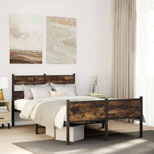 vidaXL Bedframe zonder matras hout gerookt eikenkleurig 120x200 cm