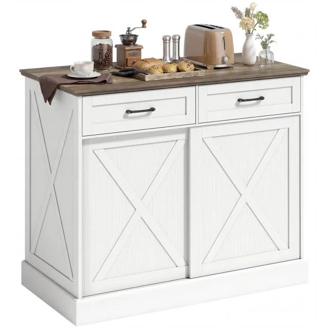 Homcom Keukeneiland - Spaanplaat, MDF - 106,4 x 57 x 92 cm - Wit