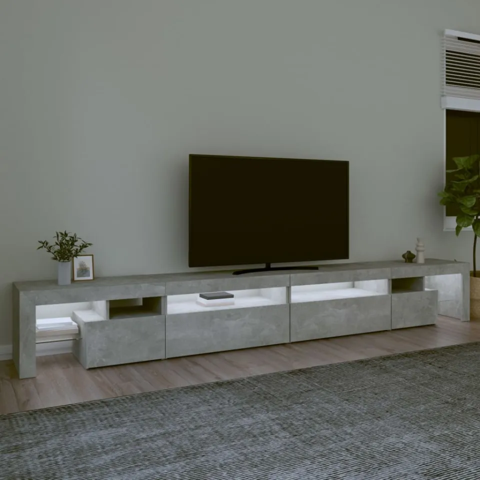 vidaXL Tv-meubel met LED-verlichting 290x36,5x40 cm betongrijs grijs, foto 4