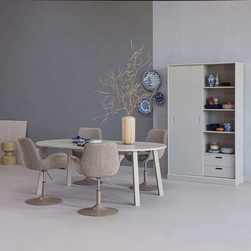 WOOOD Janne Uitschuifbare Eettafel Rond 120Ø cm - Eiken - Dakargrau, foto 3