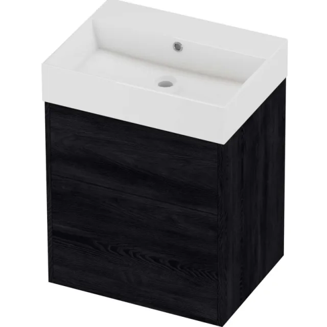 Proline Zara Badmeubelset Porselein Loft Zonder Kraangat 60x46x78 cm Glans Wit Black Oak