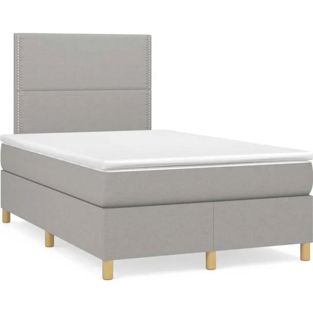 vidaXL Boxspring met matras stof lichtgrijs 120x190 cm grijs