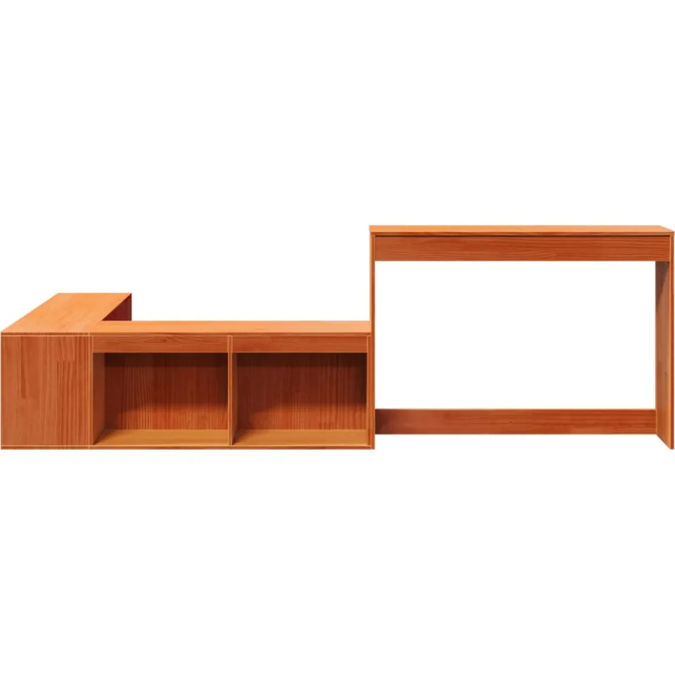 vidaXL Nachtkastje met bureau 222x107x75 cm grenenhout wasbruin bruin, foto 4