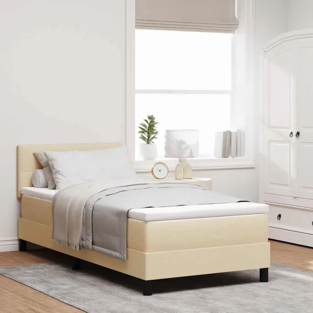 vidaXL Boxspringbed met hoofdeinde Crème 90 x 200 cm Stof