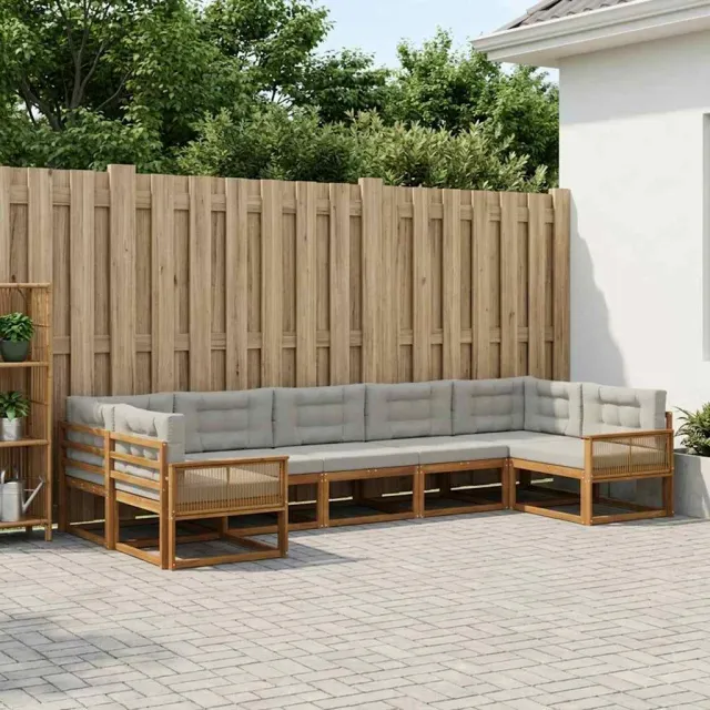 vidaXL Buiten bankenset 7 st 7-zits Naturel en lichtgrijs