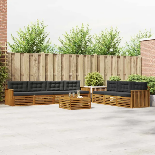 vidaXL Buiten - bank - set - 8 - st - 7-zits - Natuurlijk - en - Antraciet
