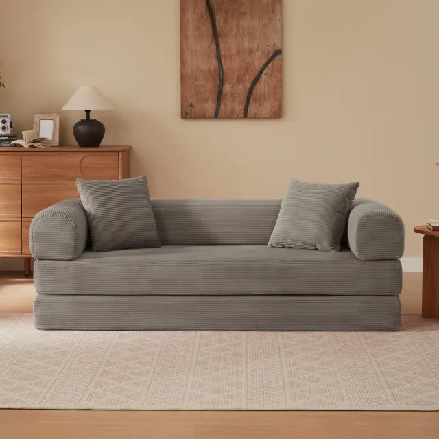 Zubaliya 3-Zits Slaapbank Taupe - Multifunctionele Modulaire Sofa met Ligfunctie - Klapbare Bank en Bed voor Woonkamer, Appartement en Studio