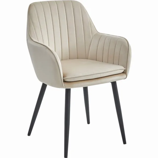 LEOBERT LUGO Kuipstoel - Beige, Velvet Bekleding met Afneembare Hoes, Zwarte Metalen Poten, Ergonomisch en Functioneel, Geschikt voor Woonkamer, Eetkamer en Kantoor, Max. 120 kg beige / zwart