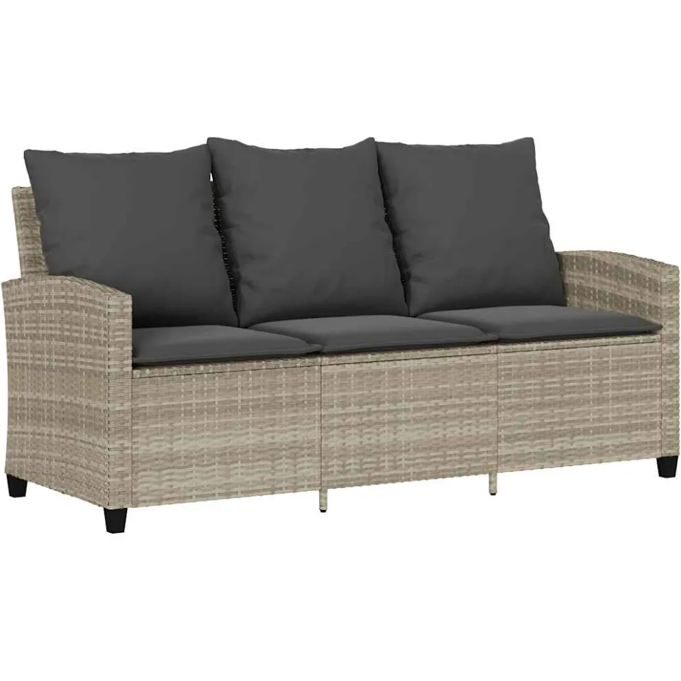 vidaXL 6-delige Loungeset met kussens poly rattan lichtgrijs grijs, foto 4