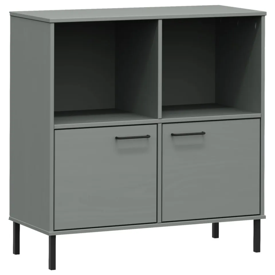 vidaXL Boekenkast met metalen poten OSLO 90x35x90,5 cm hout grijs, foto 3