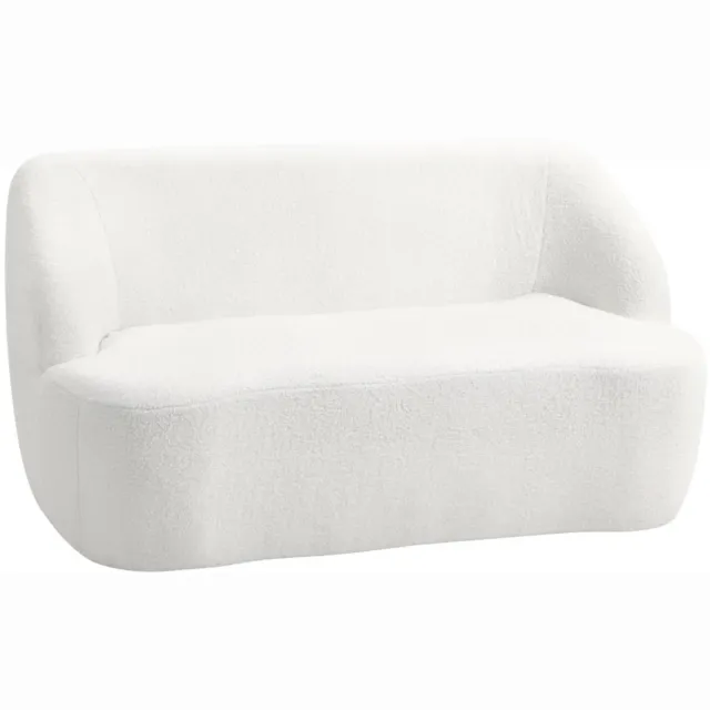 ZYLARO 2-Zitsbanken - Gebogen Design - Gestoffeerde Bank - Fleece Hoes - Voor Woonkamer, Slaapkamer en Thuiskantoor - Crèmewit