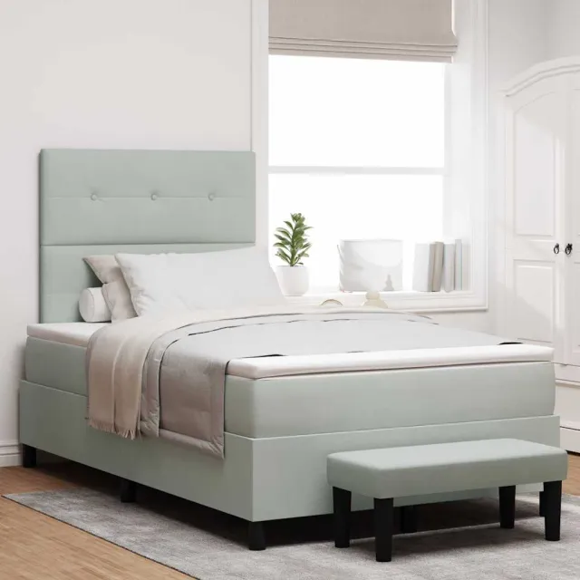 vidaXL Boxspring bed met hoofdeinde Lichtgrijs 190 x 120 cm Fluweel