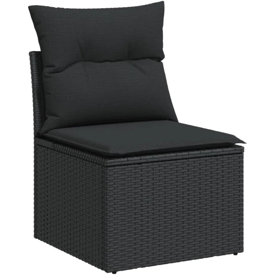 vidaXL 4-delige Loungeset met kussens poly rattan zwart