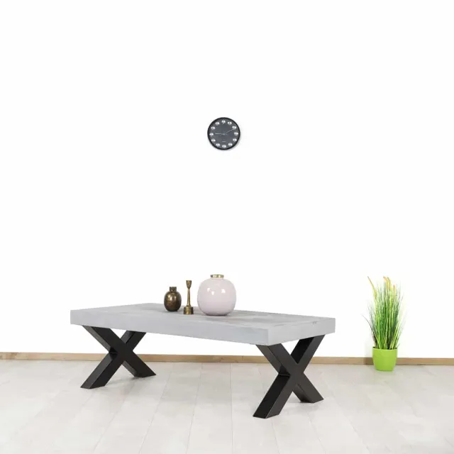 Betonlook salontafel Hilton met industriële kruispoten
