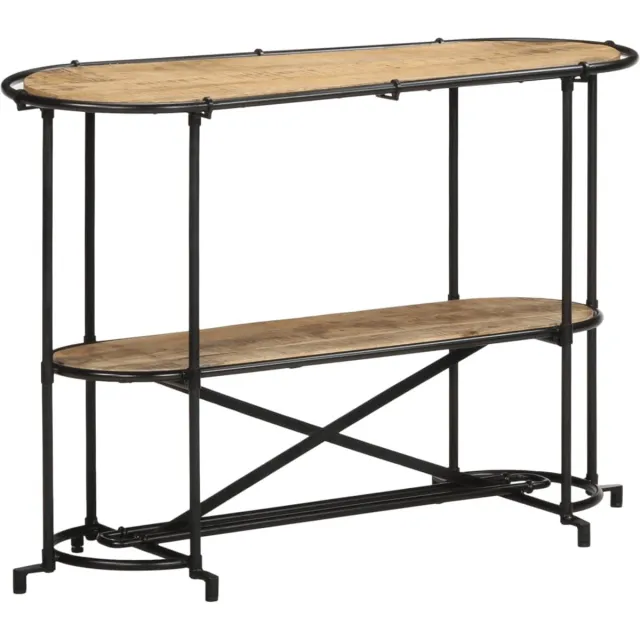 vidaXL Wandtafel - 110x42x76 - cm - massief - ruw - mangohout bruin en zwart