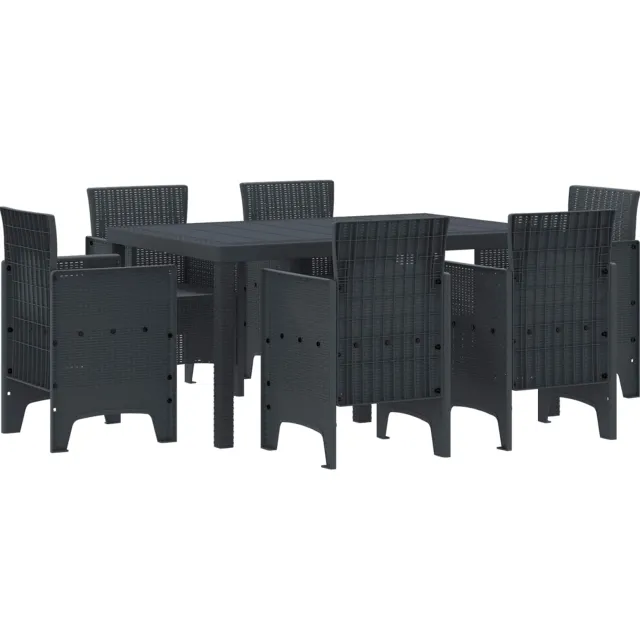 vidaXL Tuin Eetset 7 st Antraciet Polt riet Anthraciet