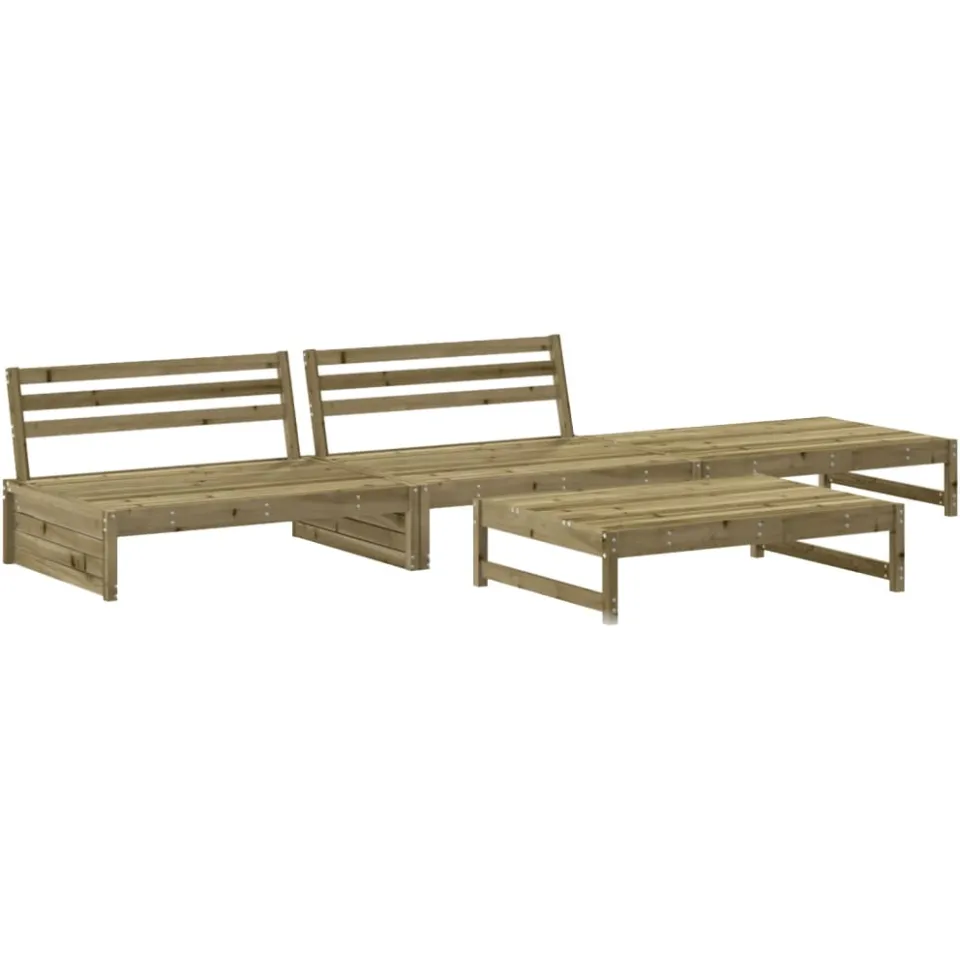 vidaXL 4-delige Loungeset met kussens geïmpregneerd grenenhout Bruin