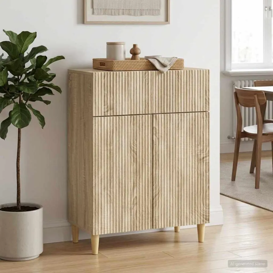 vidaXL Dressoir met lade Sonoma Eiken 66 x 34,5 x 90 cm Bewerkt hout, foto 3